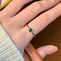 wholesale S925 Sterling Silver Simulated Diamond 4*6mm Nano Green Ring, Fashionable, Minimalist, and Versatile Style-0-2
