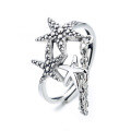 wholesale S925 Sterling Silver Korean-style Starfish Fringe Creative Adjustable Index Finger Ring-0-4