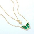 wholesale S925 Sterling Silver Japanese Korean Style Green Malachite Necklace, Bohemian Fresh and Elegant Butterfly Necklace and Bracelet Dual Wear-0-2