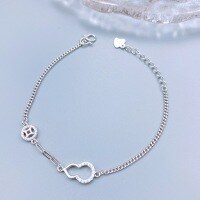 wholesale S925 Sterling Silver Fashion Minimalist Gourd Coin Wealth-Attracting Bracelet for Women, New Small Batch Design High-End Jewelry-Gourd Bracelet - Yellow Gold & 925 Silver