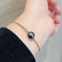 wholesale S925 Sterling Silver Red Elk New Full Body Minimalist Niche Women's Bracelet Pearl New French Style Drop Shipping-BS0119-Gold-Black Pearl 925 Silver