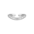 wholesale S925 sterling silver 377 wire drawing wave diamond inlay ring for women, minimalist style, small and unique, ins-style, elegant and sophisticated four-pointed star ring-0-5