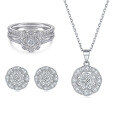 wholesale S925 Sterling Silver European-Style Three-Piece Jewelry Set with Zirconia Earrings, Necklace, and Stackable Ring-0-26