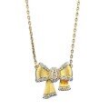 wholesale S925 silver gold-plated diamond-encrusted brushed bow pendant fashion luxury collarbone necklace-0-4