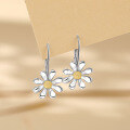 wholesale S925 sterling silver cross-border new small daisy sunflower earrings and ear cuffs for women, niche and high-end sunflower ear accessories-0-0