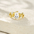 925 Sterling Silver Pear-shaped Moissanite Blooming Midsummer Ring-0-2