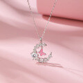 wholesale S925 Sterling Silver Dainty Butterfly Necklace for Women, Minimalist and Unique Design, Versatile Full-Diamond Moon Pendant Choker with Engraving-0-0