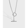 wholesale S925 Sterling Silver 577 Korean Version Ins Small and Unique Design OT Buckle Chain Textured Women's Collarbone Necklace-0-0