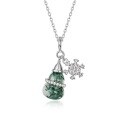 wholesale S925 Silver Fashionable, Versatile, and Unique Moss Agate Gourd Pendant Necklace with Snowflake Design-0-5