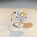 wholesale S925 Sterling Silver Ring with Yellow Radiant Cut High Carbon Diamond, Full Diamond Cross-Border Ring, Cubic Zirconia Ring for Wholesale-0-1