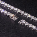 wholesale S925 Sterling Silver Gold Plated Hip Hop Tennis Chain with 2-65mm Full Pavé Moissanite, Ready to Ship-0-1