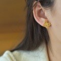 wholesale Gold-plated 925 silver new Chinese-style filigree butterfly inlaid with Hetian jade earrings, studs, and palace-style ear accessories-0-3