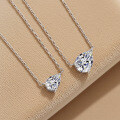 925 Silver Minimalist Teardrop Moissanite Pendant Necklace, Chic and Versatile-0-0