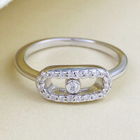 wholesale 925 Silver Messi Home Ring Sliding Hollow with Diamond Full Diamond Wedding Band Dynamic Jewelry Small Luxury-R1374 No.6