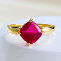 wholesale S925 Gold-Plated Metal, 7*7 Pigeon Blood Red Sugar Loaf Ring, Cross-Border AliExpress Best-Seller-0-0