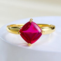 wholesale S925 Gold-Plated Metal, 7*7 Pigeon Blood Red Sugar Loaf Ring, Cross-Border AliExpress Best-Seller-R583 Red Diamond No. 6
