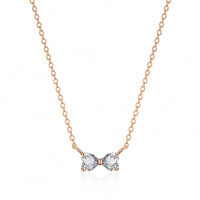 Sterling Silver 1ct Moissanite Bow Pendant Necklace-0.3ct D-color moissanite  925 silver