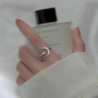 wholesale S925 Sterling Silver Ring for Women, Korean Style Small Fresh Inlaid Diamond Moon Star Crescent Openable Hand Jewelry J4964-s925 silver ring rose gold style opening adjustable