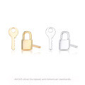 wholesale 925 Sterling Silver Lock and Key Stud Earrings for women-0-0