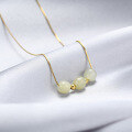 wholesale New S925 silver natural Hetian jade necklace for women, fashionable retro bead pendant collarbone chain, Chinese-style accessory-0-2