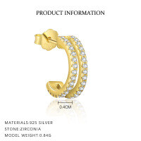 wholesale S925 Sterling Silver Cross-border Wholesale Star Moon Micro-Inlaid Tassel Earring Set-E4751-Gold/Single 925 Silver