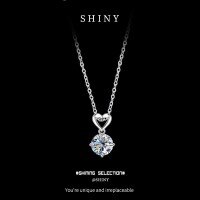 S925 Sterling Silver Moissanite Women's Minimalist Necklace Pendant-S925 sterling silver + 1-carat white moissanite