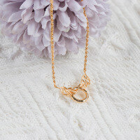 wholesale Metal material: S925 silver gold-plated Dunli Jewelry Light Luxury Agate*Sage Leaf Necklace, Detachable and Versatile Necklace Wholesale-Japanese Sage Necklace 925 Silver