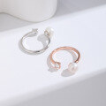 wholesale Metal material minimalist fresh water pearl ring for women, openable adjustable zircon ring,-0-1