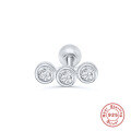 wholesale S925 Sterling Silver Three-Piece Screw Thread Diamond Ear Bone Stud, Hot Selling European and American Export-0-4