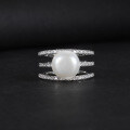 wholesale S925 sterling silver three-stack ring set with natural freshwater pearls, featuring a stylish and luxurious design-0-4