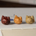wholesale Metal material rosewood green sandalwood old mountain sandalwood carved fox head cartoon avatar DIY bracelet bead braided accessories wood-0-1