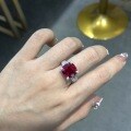 Platinum Lab-Grown Large Ruby Ring Geometric Luxury-0-4