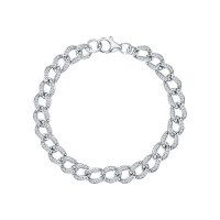 wholesale S925 sterling silver full pave zirconia hollow chain bracelet with hip-hop punk retro trendy and stylish design-Silver>925 silver