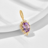 wholesale Vintage-style new Japanese necklace with a natural amethyst crown, bubble hollow lace, and exquisite pendant for wholesale-Crown Bubble Amethyst Pendant  925 Silver