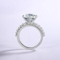 wholesale S925 Sterling Silver 5-Carat Round Moissanite High-End Luxury Full-Diamond Women's Ring Silver Jewelry-0-2