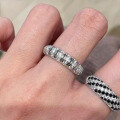wholesale S925 Sterling Silver Hollow-Out Row Diamond Ring High-Carbon Diamond Stackable Ring Women's Ins Ring-0-2