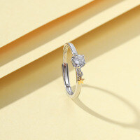 wholesale S925 Sterling Silver Zircon Minimalist Star Pendant Open Ring for Women, Korean Style Index Finger Single Ring Accessory-Single ring Adjustable opening