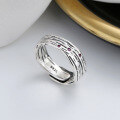 wholesale S925 Sterling Silver Irregular Wave Ring Set with Pink Zircon, Retro Niche Design Sense Jewelry Band-0-0
