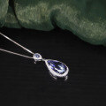 wholesale S925 Sterling Silver Waterdrop Pear-Shaped Gemstone Pendant with Colored Crystal Accents, European and American Fashion Necklace-0-2