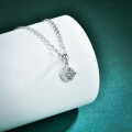 Sterling Silver Star Moon Necklace with Moissanite Pendant, Women's Fashion Choker Wholesale-0-0