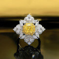 wholesale S925 Silver 1ct Princess Cut 6*6 Yellow Diamond Ring for Women, Ins Fashion Large Diamond Style, Live Stream Edition-0-5