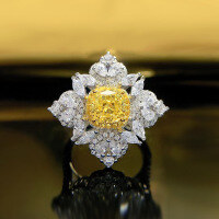 wholesale S925 Silver 1ct Princess Cut 6*6 Yellow Diamond Ring for Women, Ins Fashion Large Diamond Style, Live Stream Edition-R535 Yellow Diamond No. 9