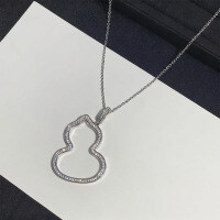 Sterling Silver 2025 Moissanite Gourd Pendant Necklace-White gold gourd necklace  Moissanite