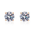 S925 Silver Four-Prong Champagne Gold Earrings with Moissanite-0-3
