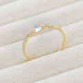 wholesale 9K Gold European Vintage Blue Moonstone Zircon Ring, Light Luxury Minimalist Slim Stackable Ring, Yili Jewelry-0-1