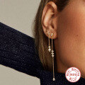 wholesale S925 Sterling Silver Tassel Chain INS Diamond Inlaid Earrings for Daily Office Wear-0-2