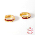 wholesale S925 Sterling Silver Ins-style Wavy Drip Enamel Hoop Earrings for Cross-border Hot Sales-0-5