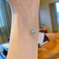wholesale Metal material, cross-border hot-selling dandelion aquamarine necklace for women, lightweight luxury snowflake blue zircon,-0-2