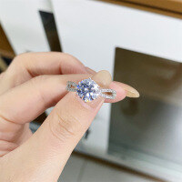 wholesale PT950 Plated 925 Silver 5-Carat Moissanite Ring for Women, Six-Prong Twist Shank Simple and Exquisite Classic Moissanite Ring-2 carats-CBJZ366 (high carbon diamond) No. 5