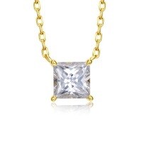 wholesale S925 Silver New 1-Carat Princess-Cut Necklace for Women, High-Carbon Diamond Layering Collarbone Chain for Dropshipping-N032 Platinum > 925 Silver